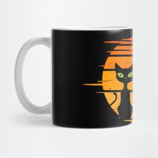 Retro Moon Cat Skeleton Halloween Day Spooky Trick or Treat Mug